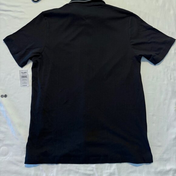 Todd Snyder Men's Medium Made in L.A. Montauk Tipped Full Placket Polo in Black - Picture 2 of 6